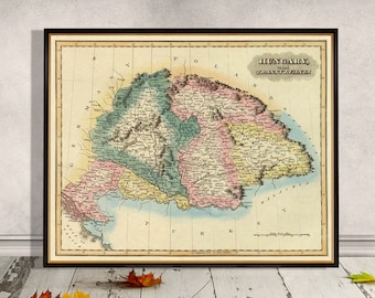 Hungary map - Transilvanya map - Old map restored -  Historical map reproduction on paper or canvas