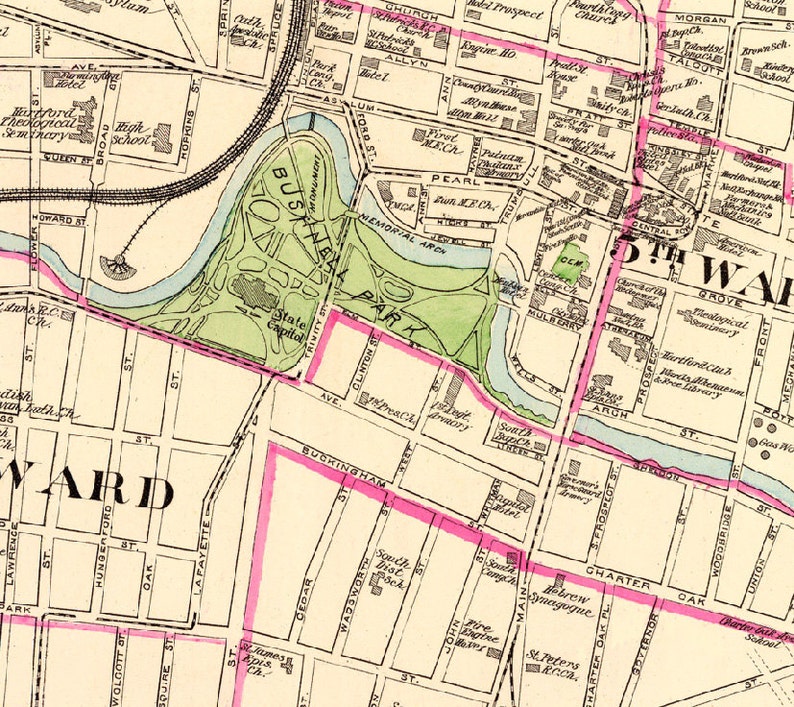 Hartford map Vintage map of Hartford Connecticut Fine Etsy