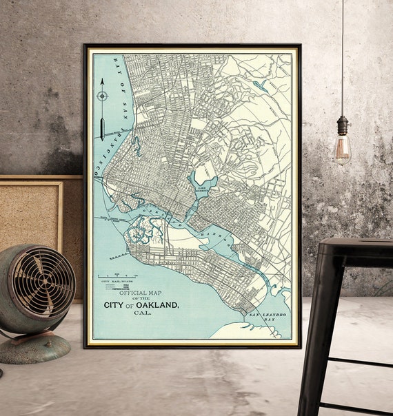 Old map of Oakland - Fine archival print - Vintage city plan