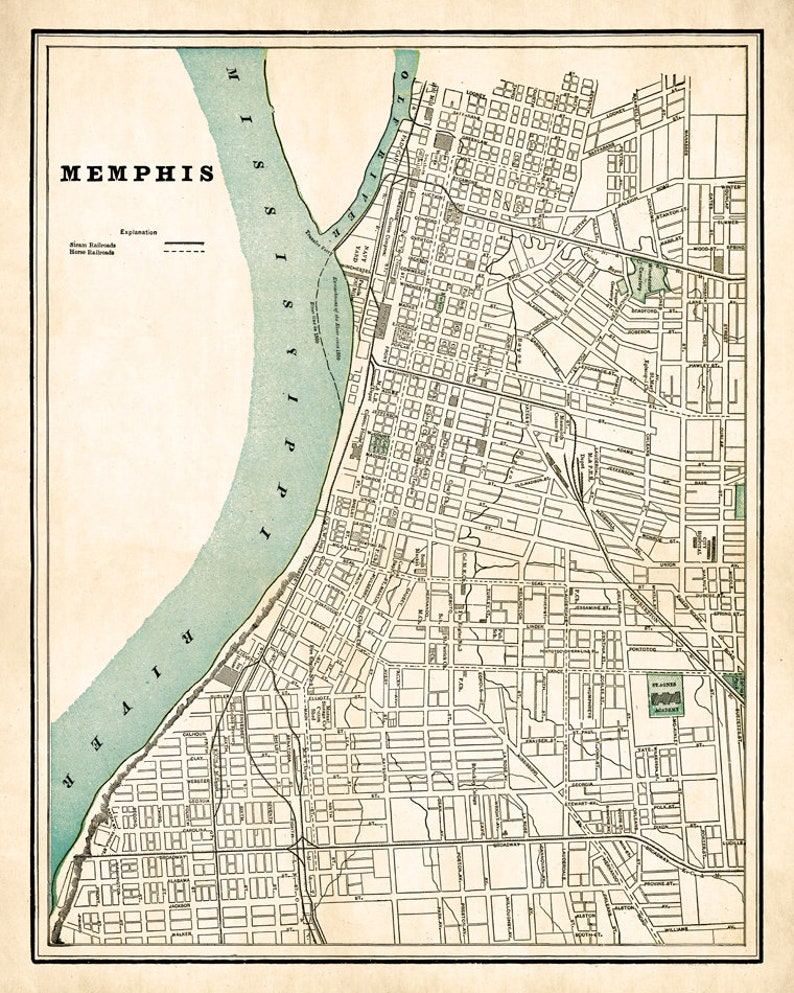 Landkarte von Memphis alte Karte fein Drucken zwei | Etsy