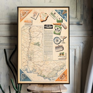 Wine guide of Provence and Côtes du Rhône, carte-guide des vins de Provence et des Côtes du Rhône, vintage wine map