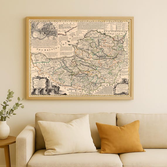 Map of Somerset County - Old map of Somerset, fine print on paper or canvas