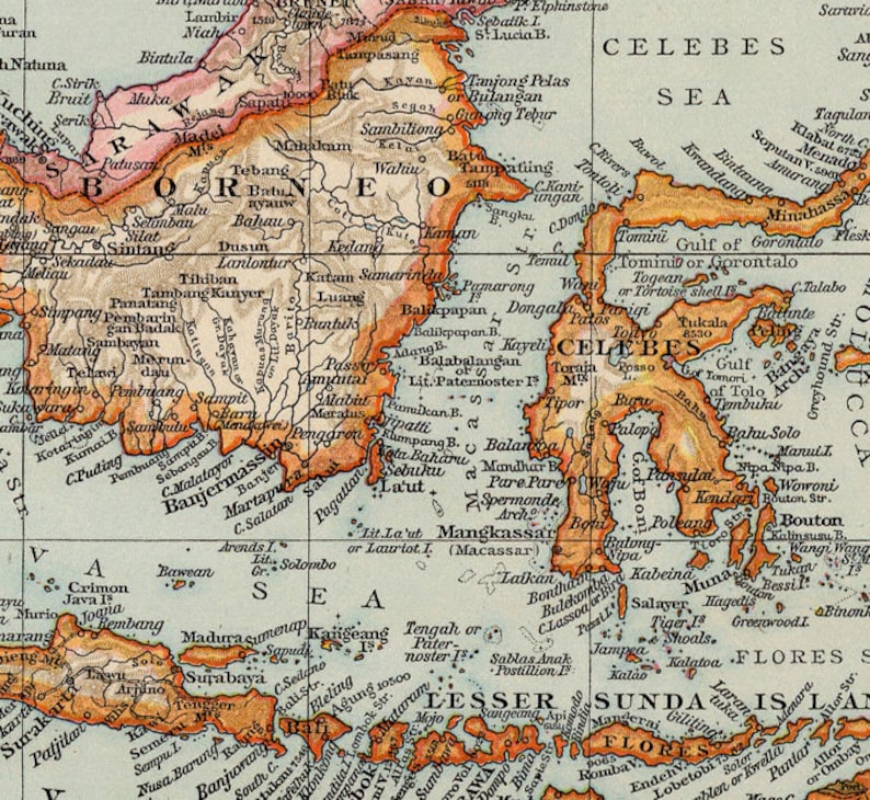 East Indies Map Old Map of East Indies Print Wall Map - Etsy