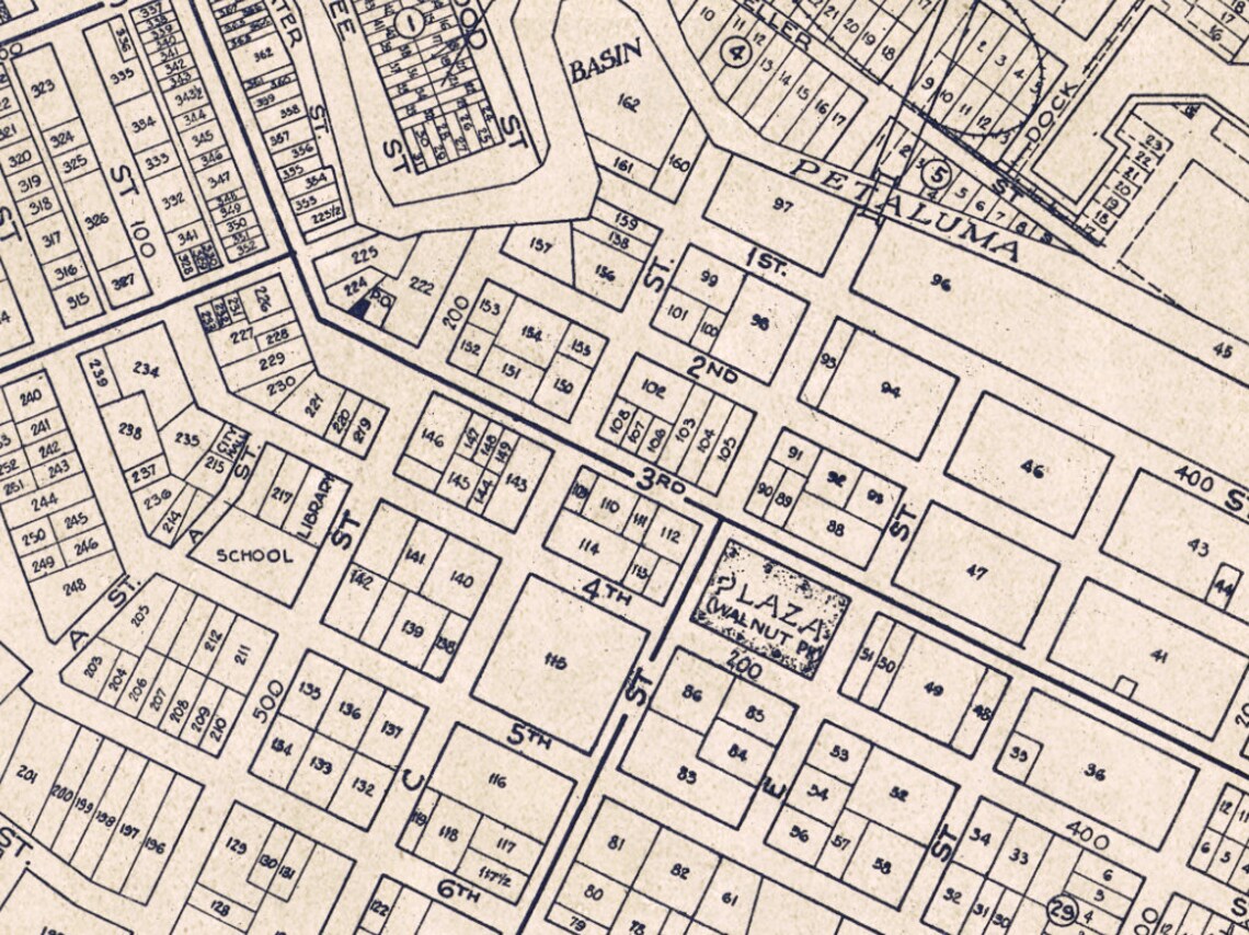 Petaluma City Plan Old Map of Petaluma From 1938 Print on | Etsy