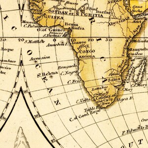 The World Map Old Map of the World in Two Hemispheres Vintage Map ...