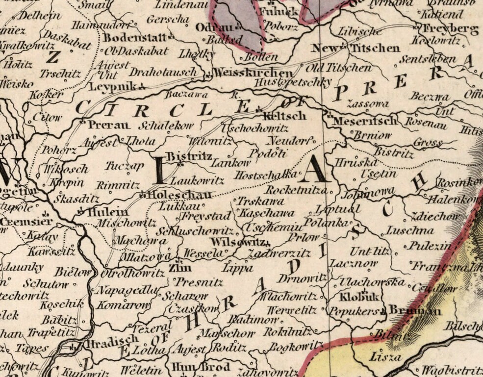 Old map of Bohemia Moravia map Historical map print on paper or canvas