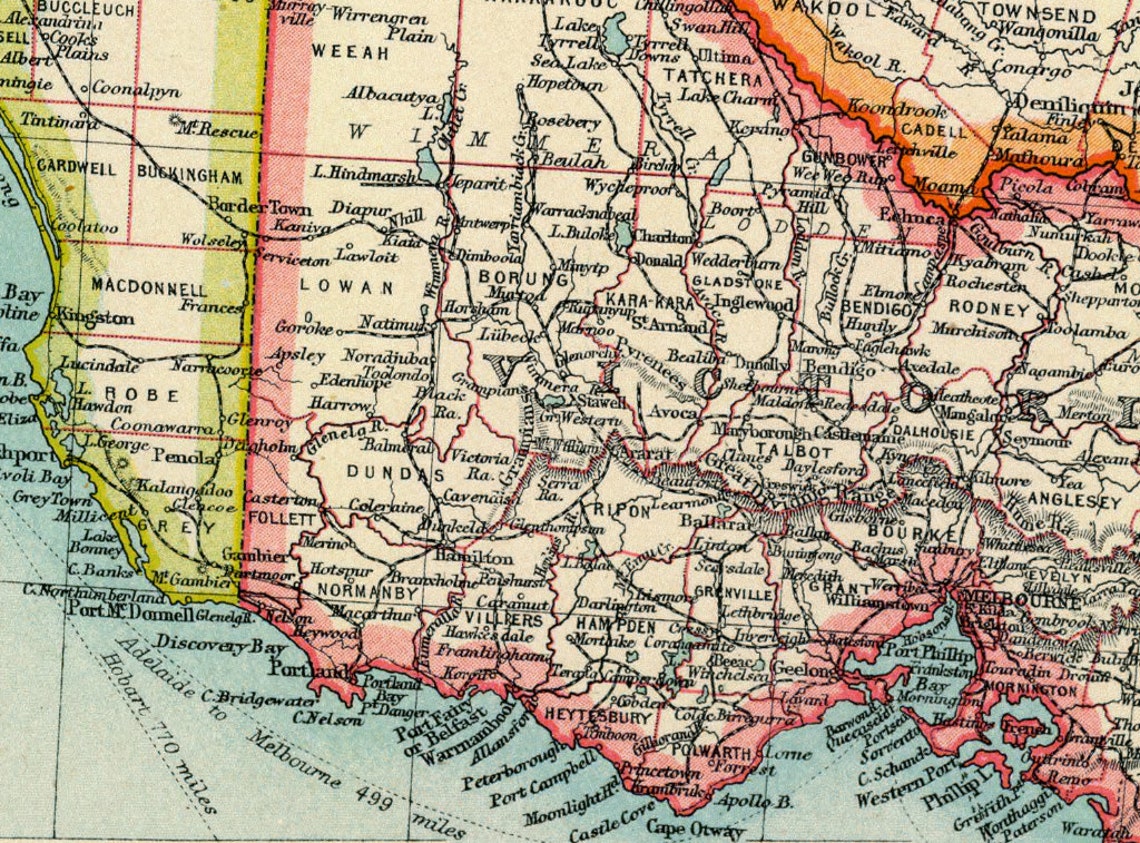 Eastern Australia Map Old Map Archival Print on Paper