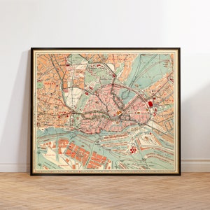 Mapa de Hamburgo y Altona, antiguo plano de la ciudad de Hamburgo de 1841, mapa maravilloso, decoración de inauguración de la casa, impresión de archivo