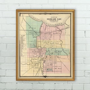 Carte Fond du Lac (Wis.) - Ancienne carte restaurée - Reproduction archivistique d'une carte vintage