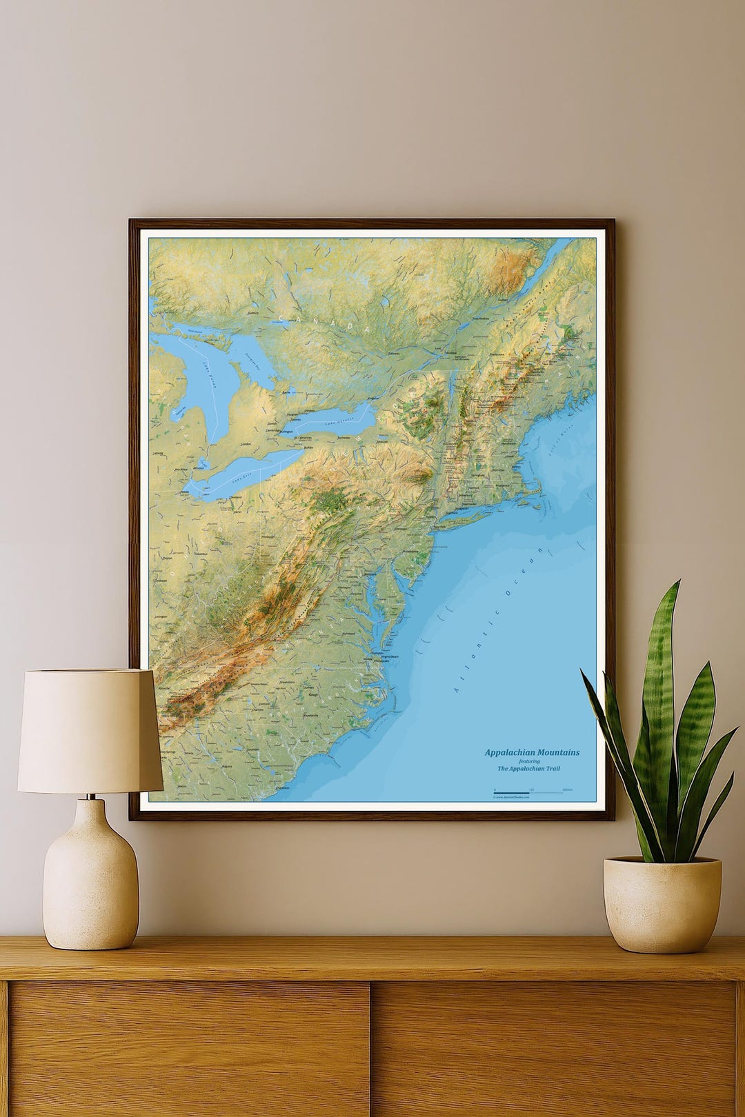 Appalachian Trail Relief Map - Topographic Map Print for Hikers