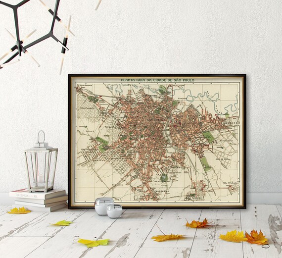 Sao Paulo map - Antique map  - Vintage map of Sao Paulo -  Fine reproduction on paper or canvas