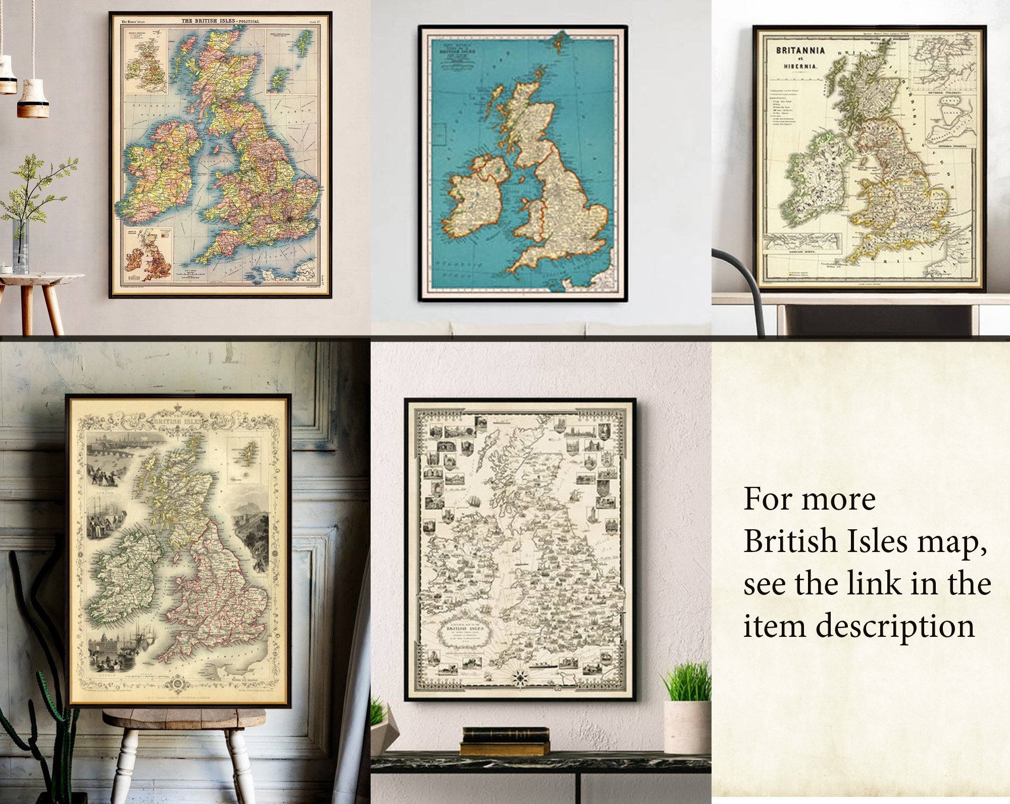 British Isles Map - Old Map of Britannia Fine Reproduction
