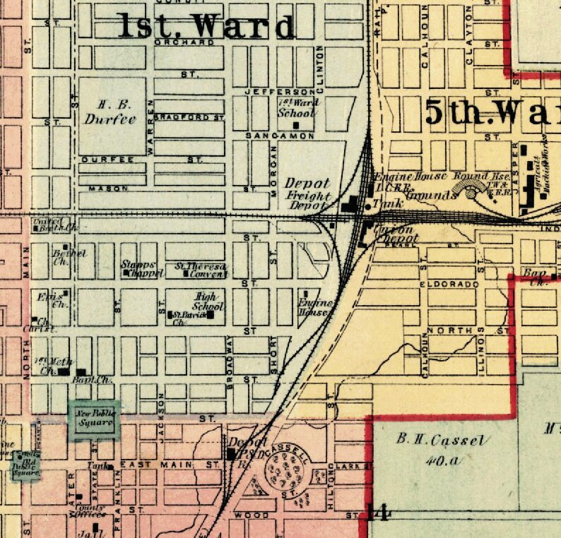 Decatur map Map of Decatur Illinois and vicinity Archival print on paper or canvas image 4