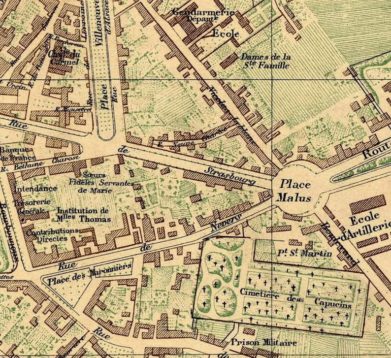 Bourges map Old map of Bourges France fine reproduction | Etsy