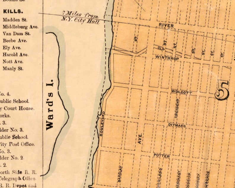 Old map of Long Island City Wonderful old city plan , available on paper or canvas image 4