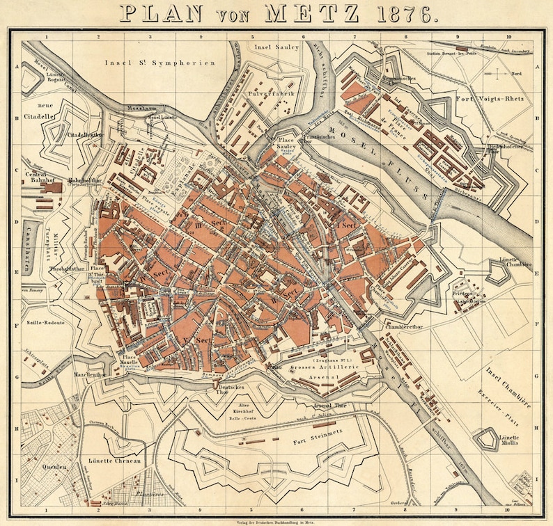Alte Karte von Metz Frankreich Karte von Metz Fine | Etsy