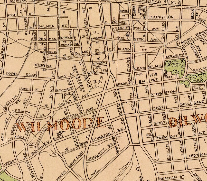 Old Map of Charlotte Restored Historical Map Charlotte Etsy