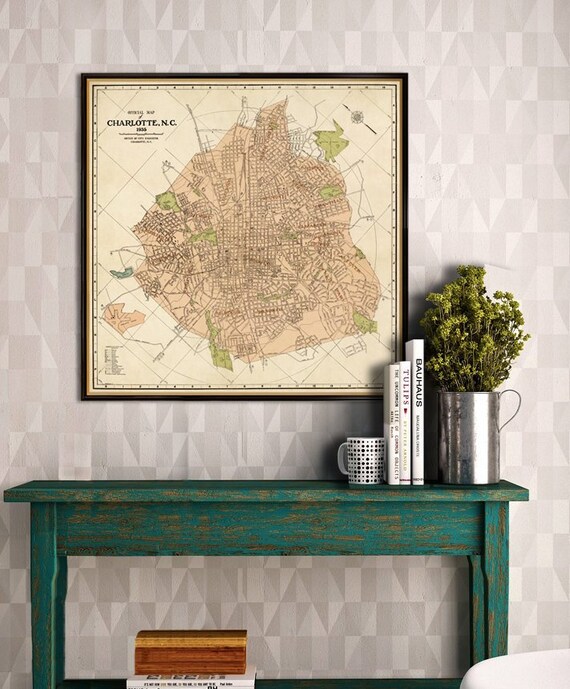 Old map of Charlotte - Restored historical map - Charlotte wall map reproduction on paper or canvas