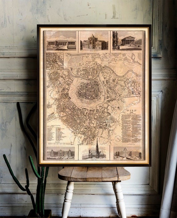 Vienna decorative vintage map - Fine giclee print on paper or matte canvas