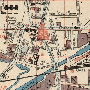 Saint Denis map France Vintage map of Saint Denis Plan de la ville de Saint Denis Fine print on paper or canvas image 3
