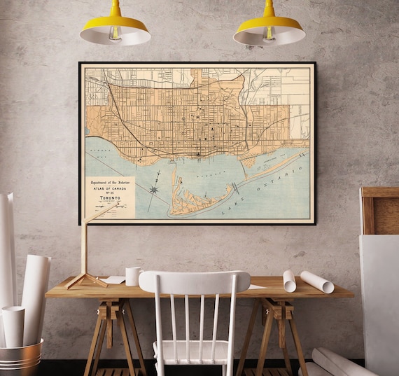 Map of Toronto - Fine archival print - Toronto map restored, wall map print on paper or canvas