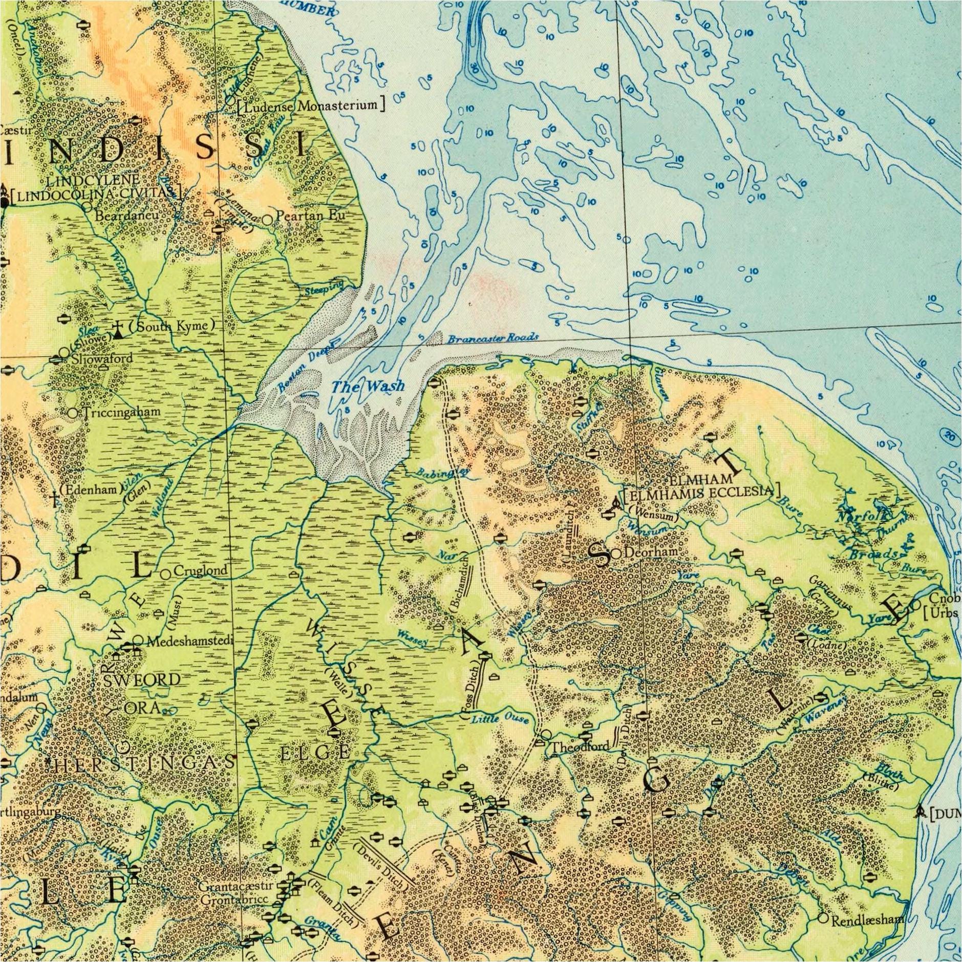 中世のイギリス、イングランド、ウェールズの地図 暗黒時代の地図