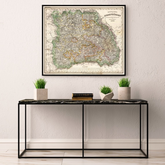 Old map of Transilvanya - Historical map from 1843 - Harta Transilvania, reproduction on paper or canvas