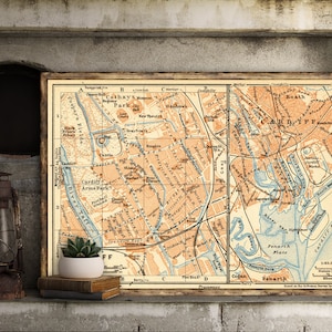 Ancienne carte de Cardiff (Pays de Galles) - 14 x 20,5" en petits caractères