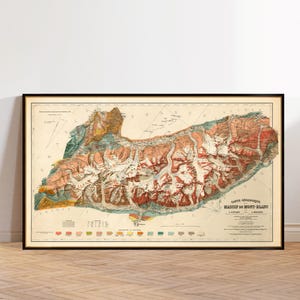 Mapa geologiczna Mont-Blanc, wydruk mapy vintage