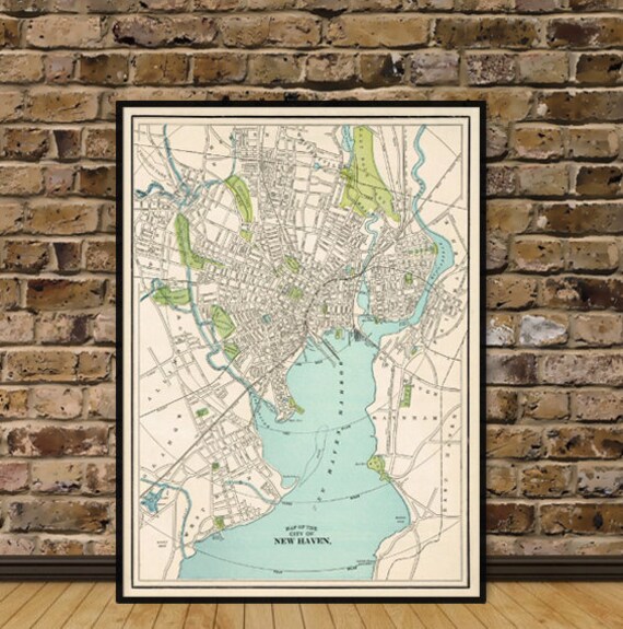 New Haven map -  Vintage map of New Haven  - Fine giclee print -