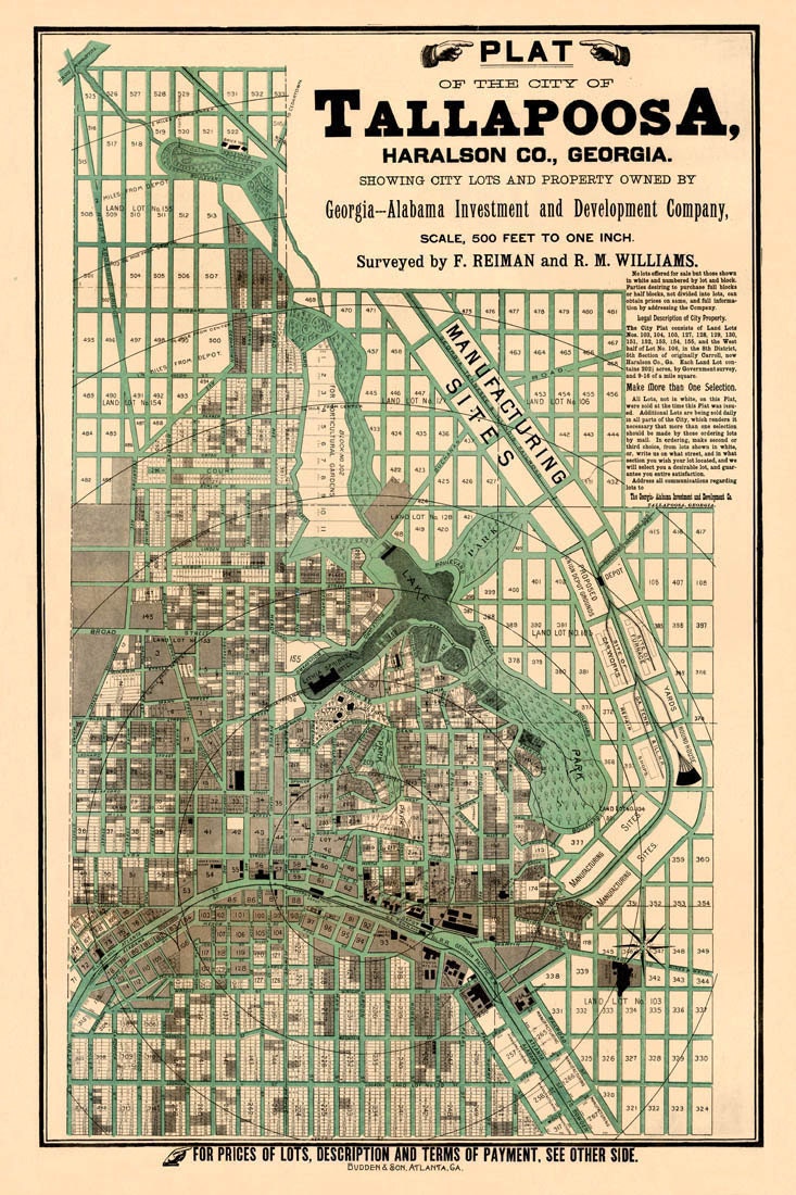 Tallapoosa map Old map of Tallapoosa fine reproduction on