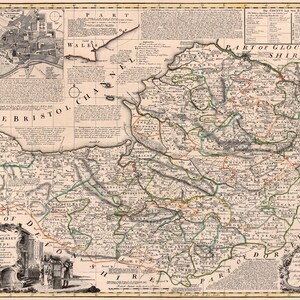 Map of Somerset County - Alte Landkarte von Somerset, Feindruck auf Papier oder Leinwand Bild 2