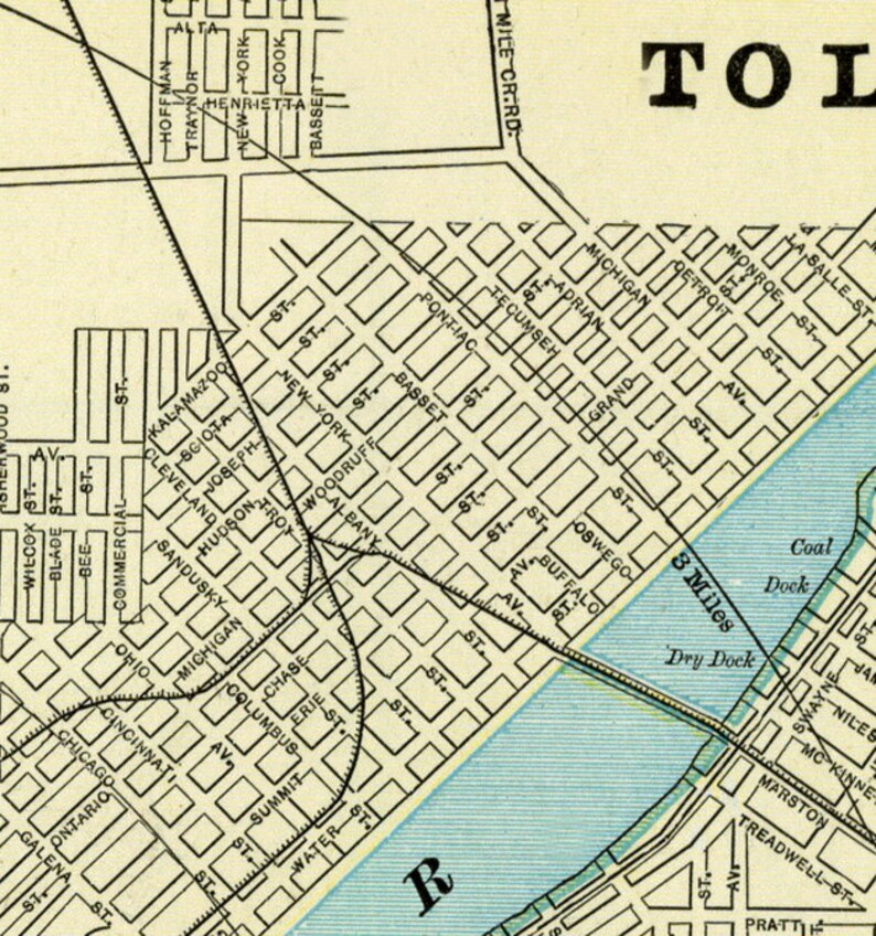 Toledo Map Archival Reproduction Old Map of Toledo ohio Etsy