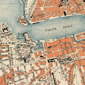 Carte vintage de Marseille - Plan de la vieille ville de Marseille de 1888 image 3