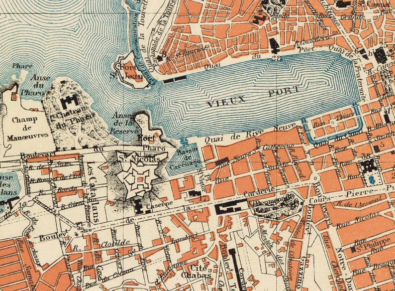Carte vintage de Marseille - Plan de la vieille ville de Marseille de 1888 image 3