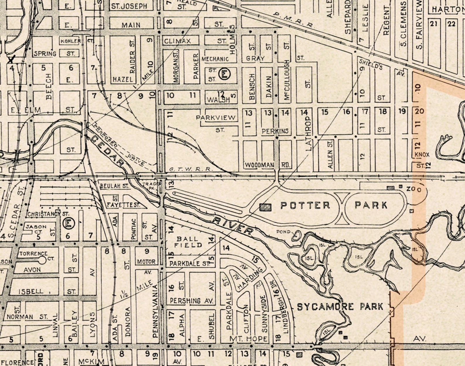 Lansing and East Lansing old map Large city plan restored Etsy
