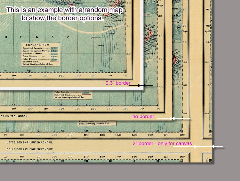 World map Old map of the world restored Wall maps World map archival print on paper or canvas image 6