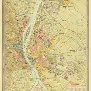 Budapest map Map of Budapest fine print Old city map print on paper or canvas image 2