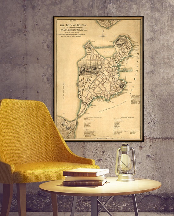 Boston map - Old city map print - Antique map of Boston fine print on paper or canvas