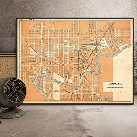 Old map of Edmonton - Fine archival  print - Edmonton map restored - available on paper or canvas