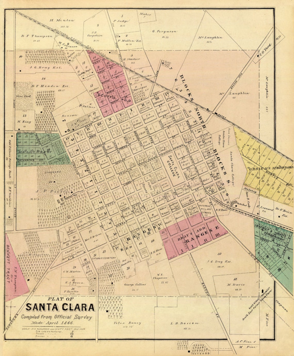Santa Clara map Vintage map of Santa Clara restored fine Etsy