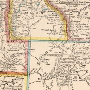 Carte du Wyoming - carte d'état vintage du Wyoming - disponible sur papier ou toile image 5