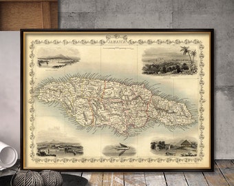 Jamaica map - Antique map of Jamaica - Old map restored, available on paper or canvas