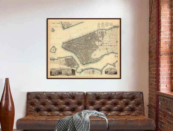 Old map of New York City - NYC map print - New York City map - Fine print - Old map reproduction on paper or canvas