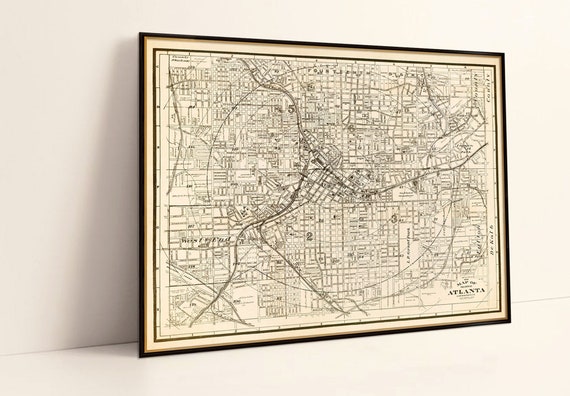 Map of Atlanta - old map with a wonderful patina, available on paper or canvas