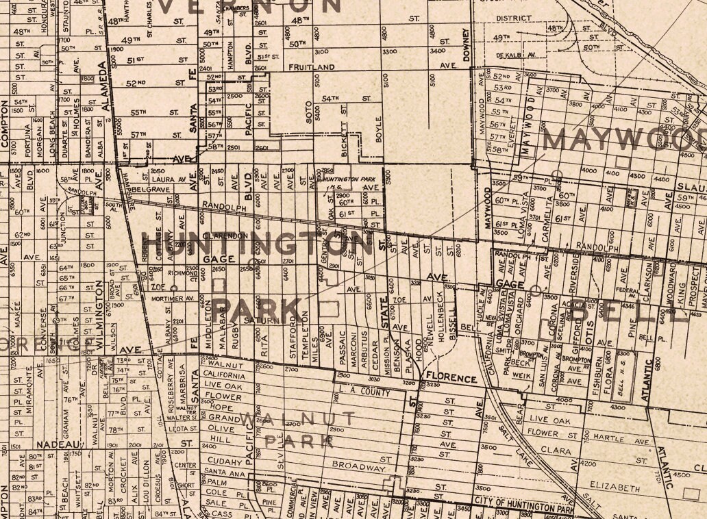 Map of Los Angeles Large wall map Los Angeles map fine print on