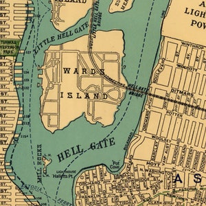 Carte de Manhattan, ancienne carte de Manhattan, New York, carte vintage détaillée de 1924, décoration murale de style vintage image 5