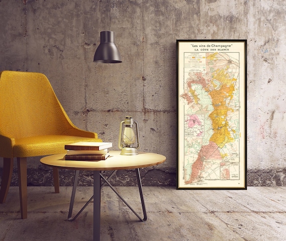 Wine map of the Cote des Blancs - Les vins des Champagne - Vineyards map in France