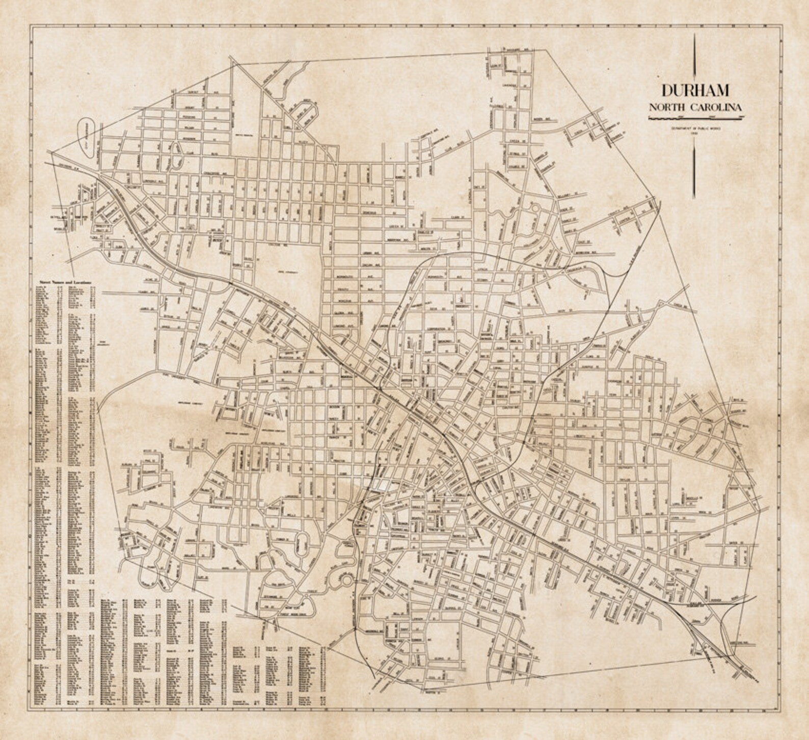 Durham Map Old Map of Durham Fine Print on Canvas or Paper - Etsy