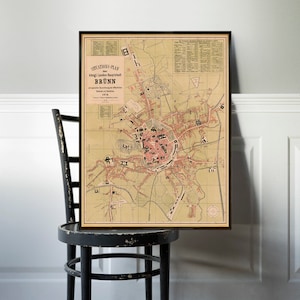 Brno map - Old map of Brno - Fine print on paper or canvas